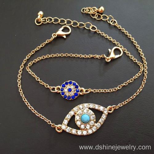 Evil Eye Gold Bracelet Rhinestone Blue Evil Eye Bracelets